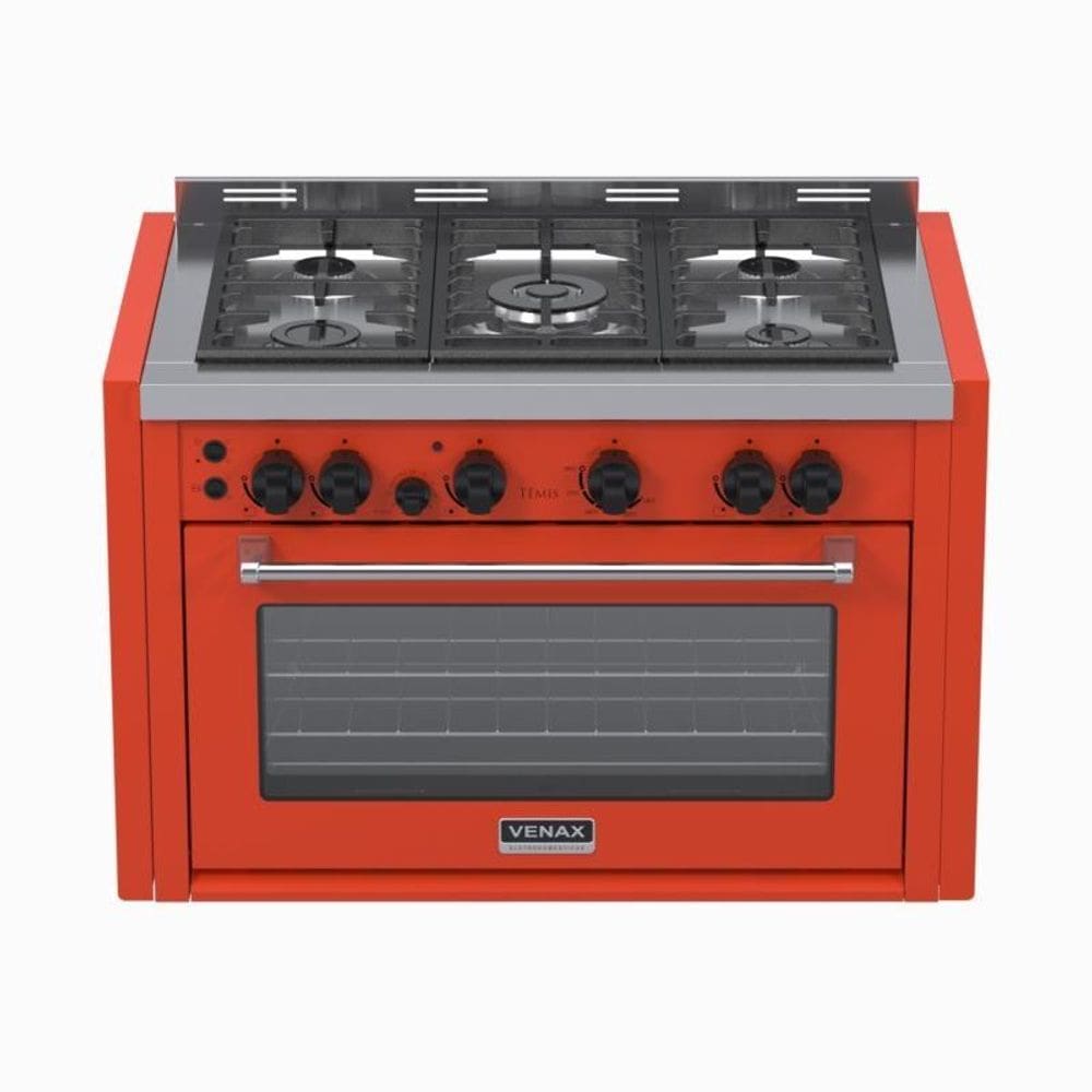 Fogao de Embutir 5 Bocas Venax Temis Vermelho Gas Glp