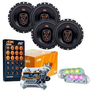 Kit 4 Alto Falantes Triaxiais JBL 6TRMS80 320 Watts Rms + Kit 2 Strobo AJK 6W Ritimico 3.0