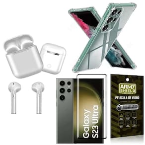 Capa Samsung S23 Ultra + Fone Ouvido Bluetooth + Película 3D