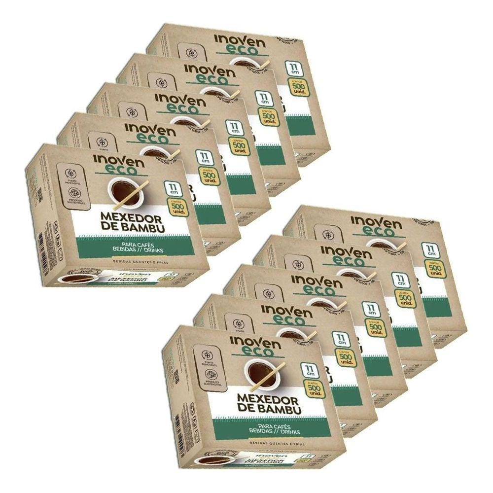 Mexedor Bambu Inoven Cafe Bebidas 11 Cm 500 Unidades Kit 10