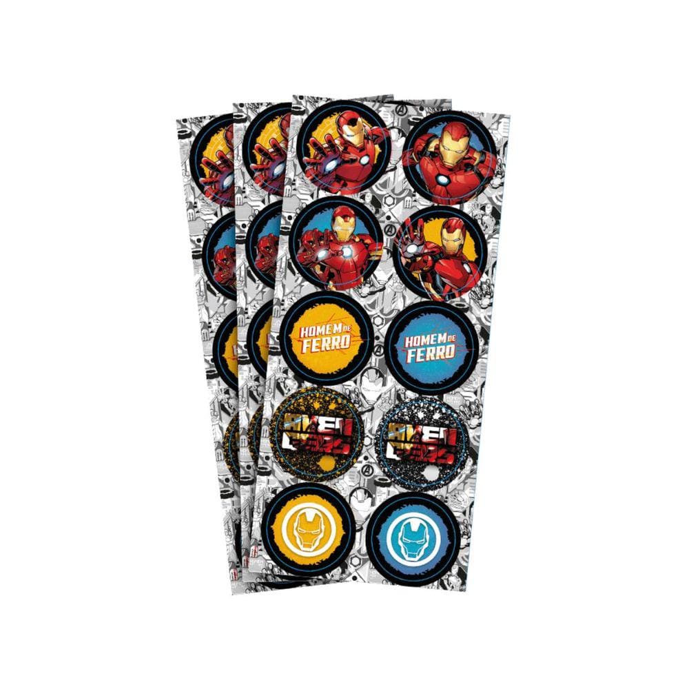 Adesivo Avengers Redondo 30 Unidades