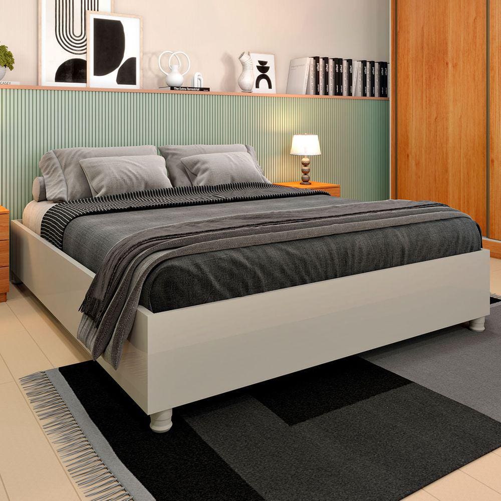 Base de Cama Box Casal Mônaco Off White - Tcil Móveis