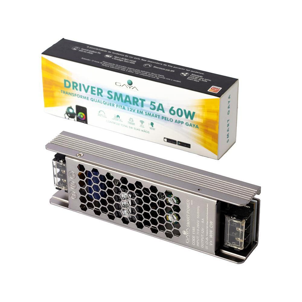 Fonte Driver 12V 5A 60W Blindado Smart IP67 Gaya