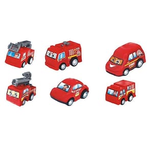 Kit 6 Carrinhos Fricção Resgate Bombeiro Brinquedos Coleção