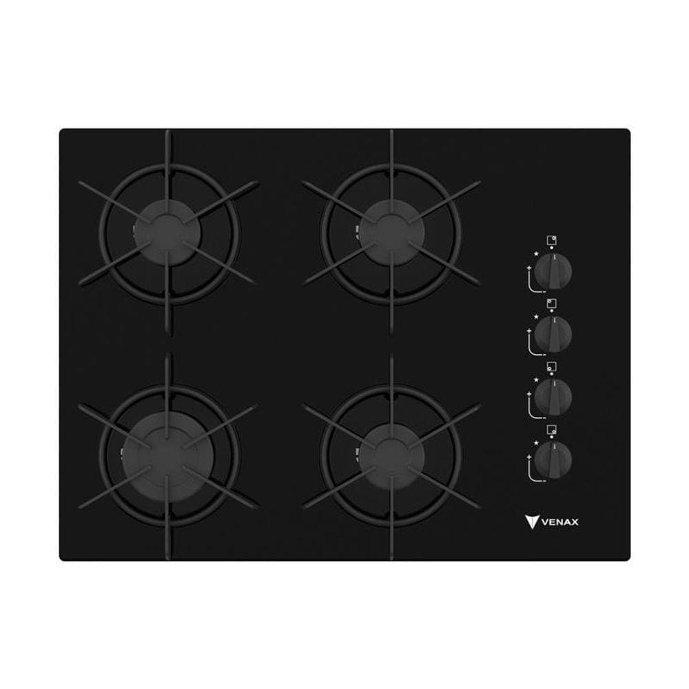 Cooktop 4 Bocas Venax Arena Preto/Preto Gas Glp