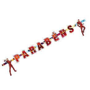 Faixa Parabéns Homem de Ferro Aniversário 220cm