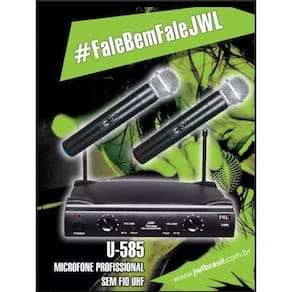 Microfone Sem Fio Uhf - Duplo  U-585 Jwl ( Mão / Mão )