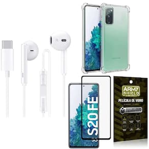 Capinha Samsung S20 Fe + Fone De Ouvido Tipo C + Película 3D