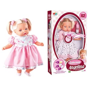 Boneca Tipo Reborn Fala 62 Frases Angelina Loira + Mamadeira