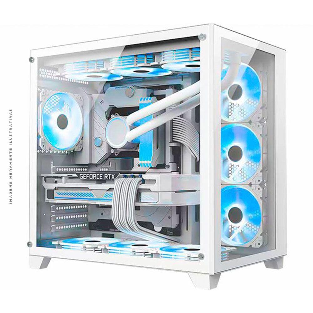 Gabinete Gamer K-Mex CG-W2R4 Space ATX W, Vidro Temperado, Sem Fonte, Sem Fan, Branco - CG-W2R4