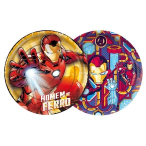 Kit Pratos Homem de Ferro Aniversário 12 Unidades 18cm