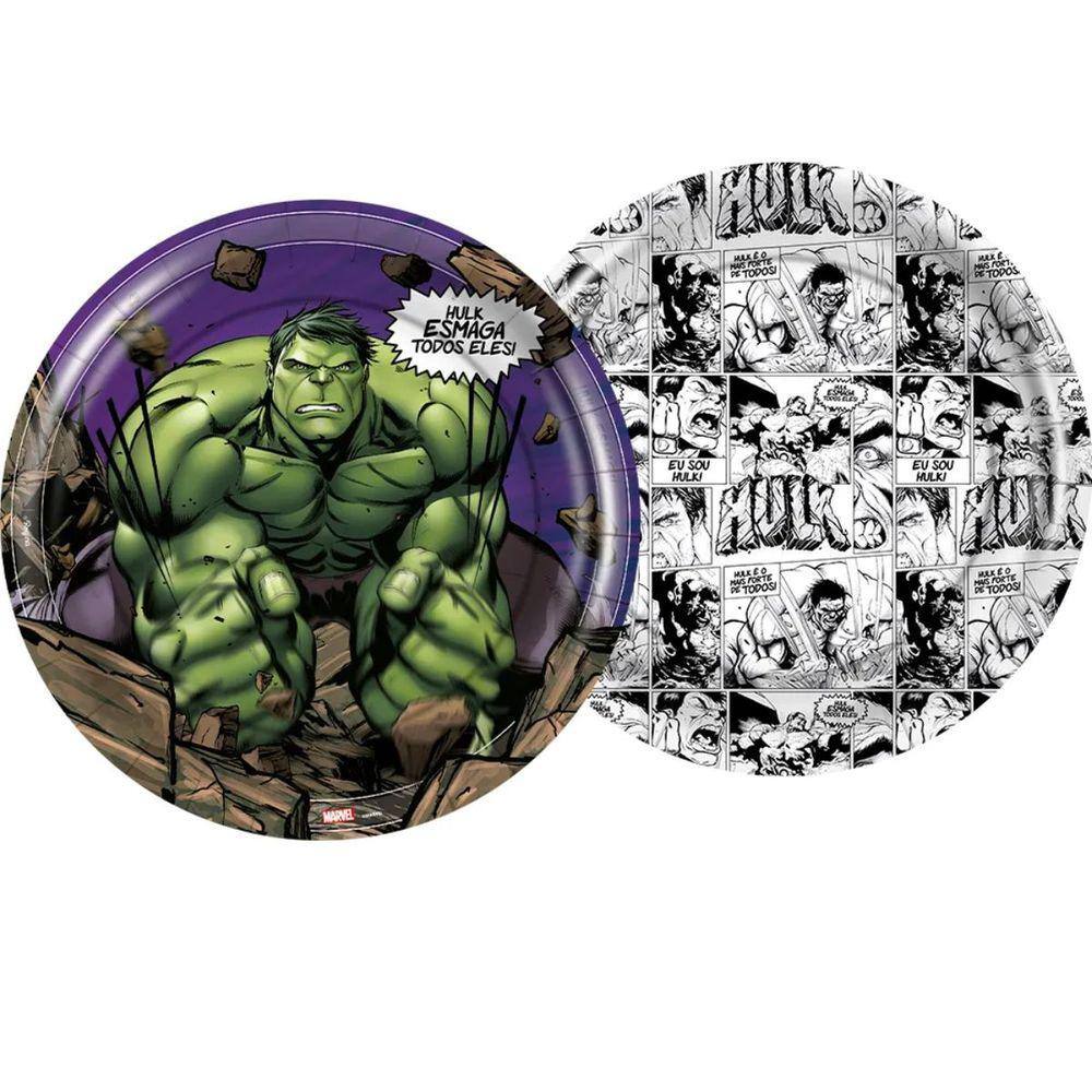 Kit Pratos Hulk  Aniversário 12 Unidades 18cm