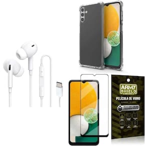 Capinha Samsung A13 5G + Fone Tipo C Intra + Película 3D