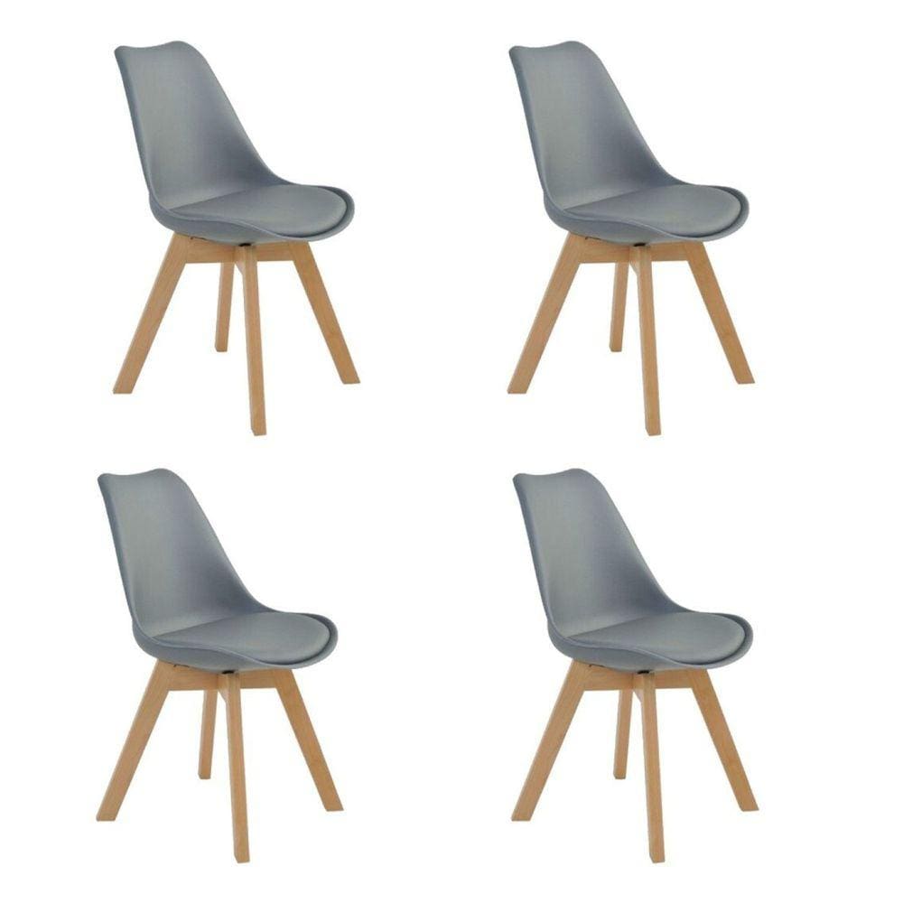 Kit 4 Cadeiras para Sala de Jantar Siena Cinza