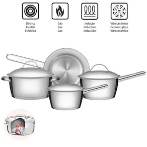 Kit Jogo De Panelas Inox 4 Peças Allegra Tramontina +
