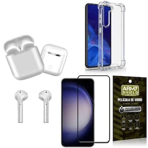 Capa Samsung S23 Fe + Fone De Ouvido Bluetooth + Película 3D