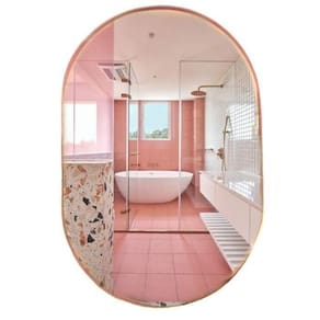 Espelho Oval 60cm - Couro Ecológico - Reflexo Nítido