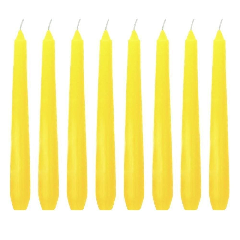 Kit 10 Velas Castiçal Amarelo Lisa 20 Cm Castiçal Candelabro