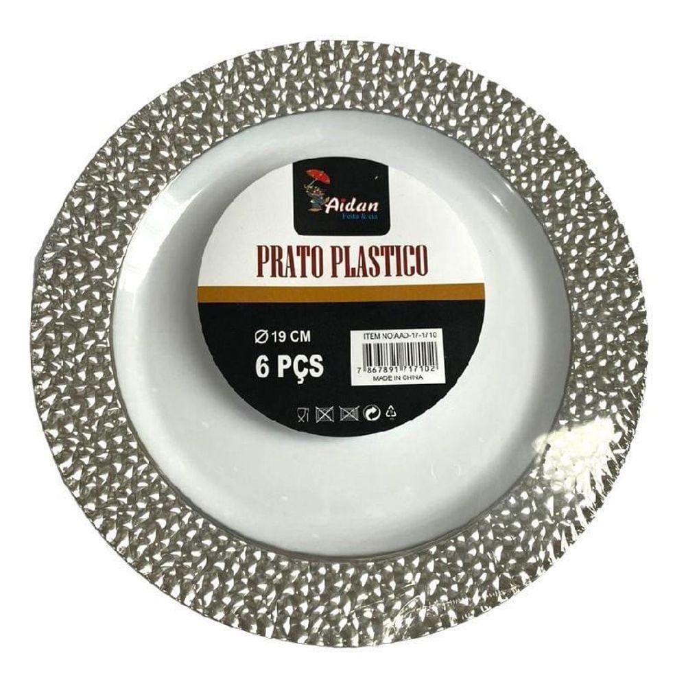Pratos Sobremesa Descartáveis Luxo - 24 unid. | Estampas Natal | 19cm