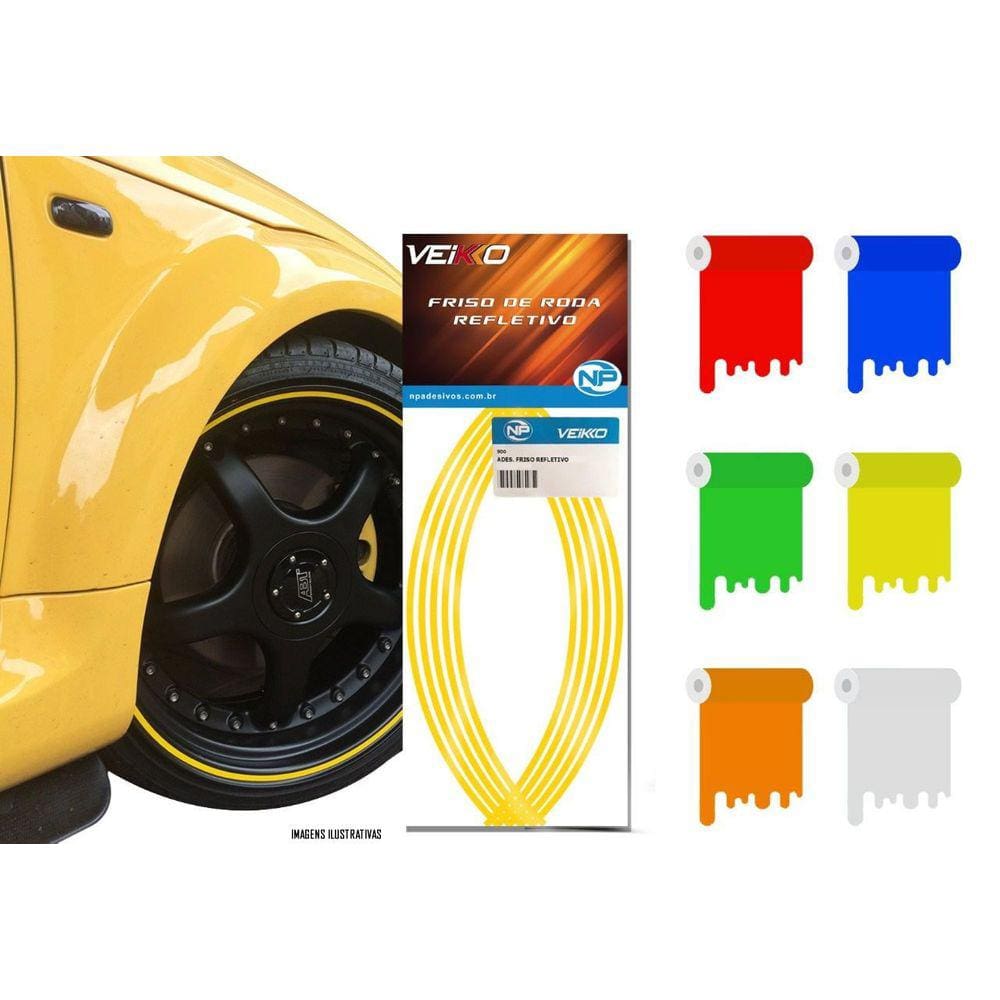 Faixa Refletiva De Roda Para Carro Aro 14 15 16 17 18 19 20 21 22 - 5mm