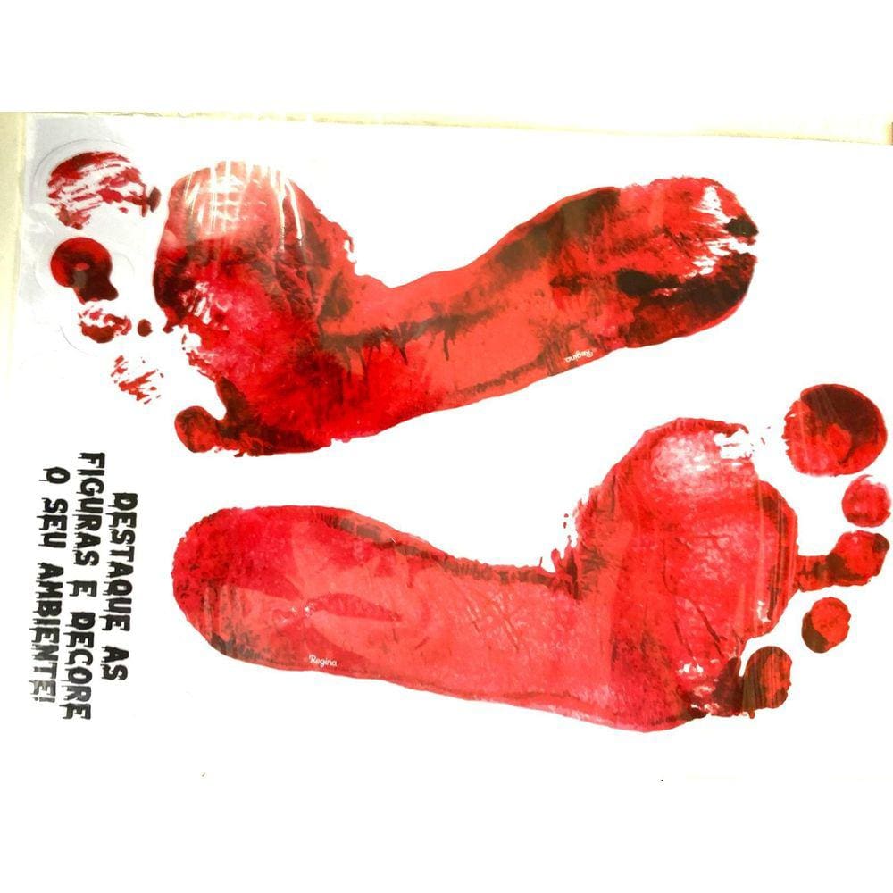 Adesivo Decorativo Grande Pés de Sangue Halloween 23x10cm