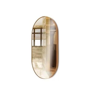 Espelho Decorativo Oval Corpo Inteiro Luxo Com Moldura Couro
