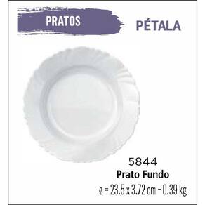 Jogo De Prato Pétala 04 Pratos Fundos - Sopa - 23Cm Branco