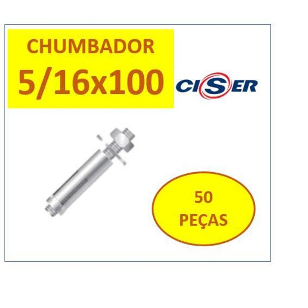 Chumbador C/Prisioneiro Cba 5/16 X 100 Ac Zincado 50 Peças