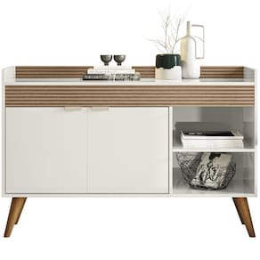 Balcao Aparador Buffet 120 cm 2 Portas Off White Madeira Dmad