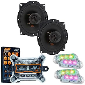 Kit 2 Alto Falantes 5  JBL FLEX4 5TRFX55 110 Watts Rms + Kit 4 Strobo AJK 6W Ritimico 3.0