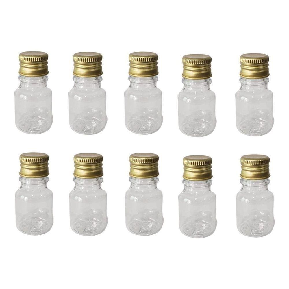 Kit 100 Frascos Pet De Plástico 10Ml Tampa Dourada