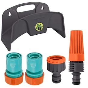 Suporte Plástico Enrolador Porta Mangueira + Engate Rápido
