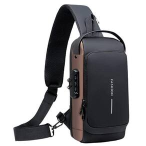 Bolsa Mochila De Ombro Anti-Roubo Transversal Preto Dourado