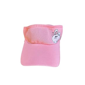 Boné Viseira Infantil Rosa Tricô Elástico Praia 2 Unidades