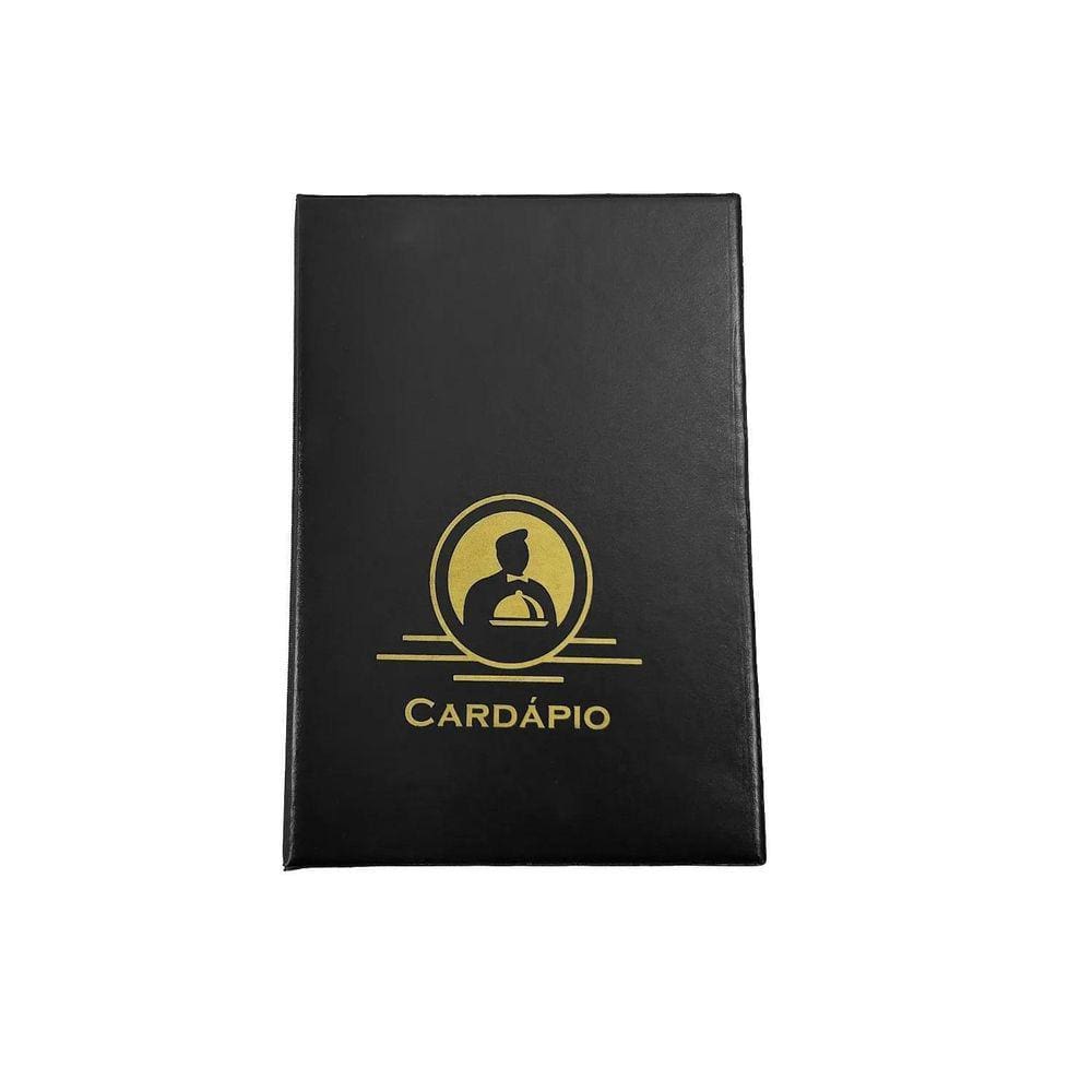 Kit Com 24 Pasta Cardápio Luxo Preta C/4 Bolsas Em Pvc
