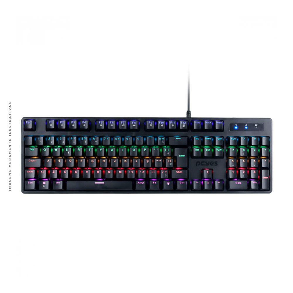 Teclado Gamer Mecânico PCYES KRATZ, RGB, Switch Red, USB, Preto - PKOHRDRGB