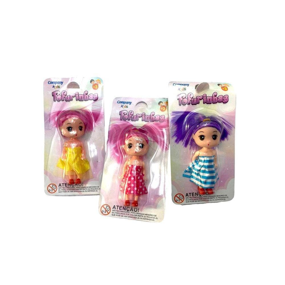 Mini Bonecas Com Cabelos Coloridos Fofurinhas 10Cm- Kit 6Un