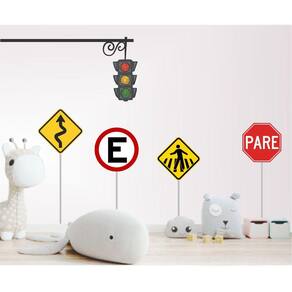 Adesivo de Parede Placas de Trânsito + Semáforo 35cm
