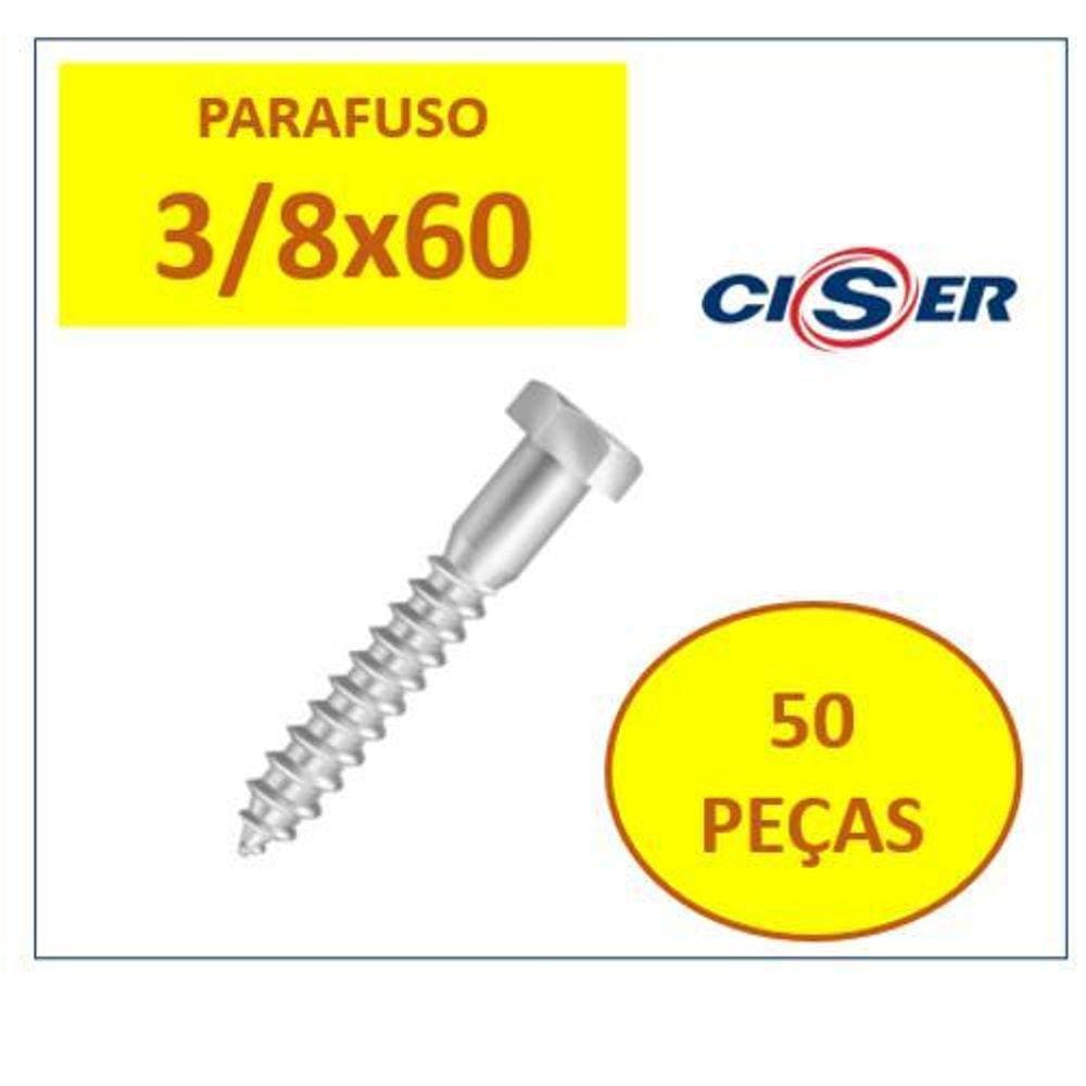 Parafuso Sextavado Soberba Zincado 3/8X60 50Un Ciser