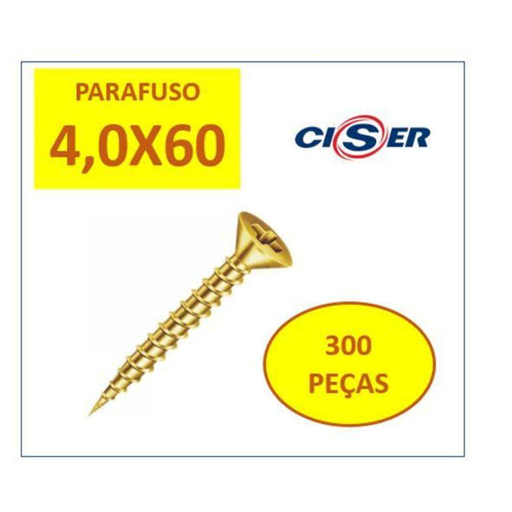 Parafuso Chipboard 4,5X60 Cabeça Chata Para Madeira 300 Un