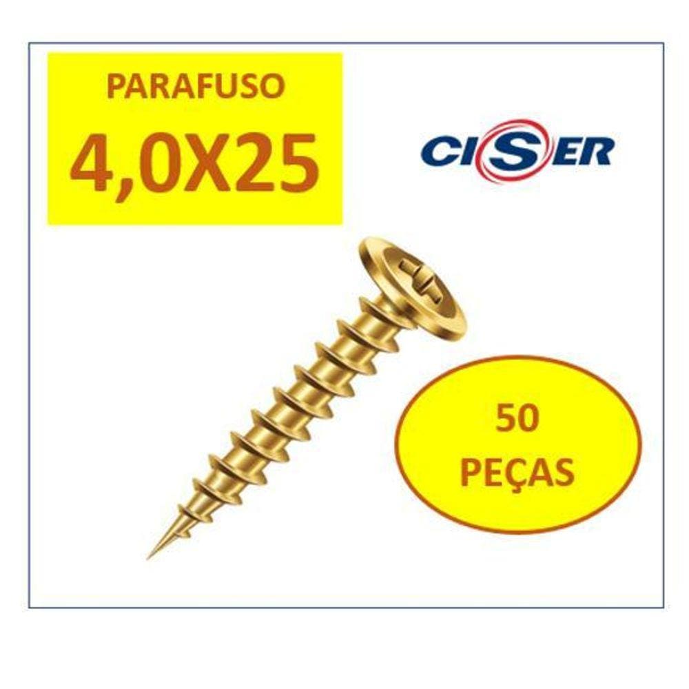 Parafuso Chipboard 4,0X25 Flangeado Para Madeira 50 Un - Cx