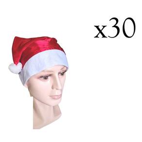 Kit 30 Toucas Gorro Papai Noel Em Cetim Natal Fantasia