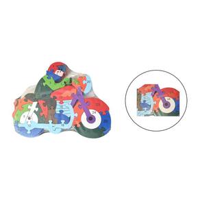 Quebra Cabeça Infantil 3D Madeira Mdf Alfabeto 26 Peças Moto