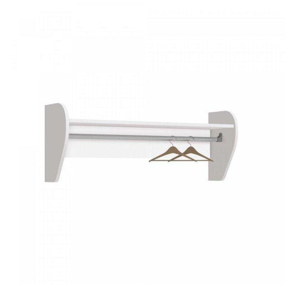 Prateleira com Cabideiro Juju Reller Branco Brilho