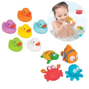 Kit 10 Bichinhos De Banho Esguicham Água Diversão Infantil Baby Coloridos - Buba