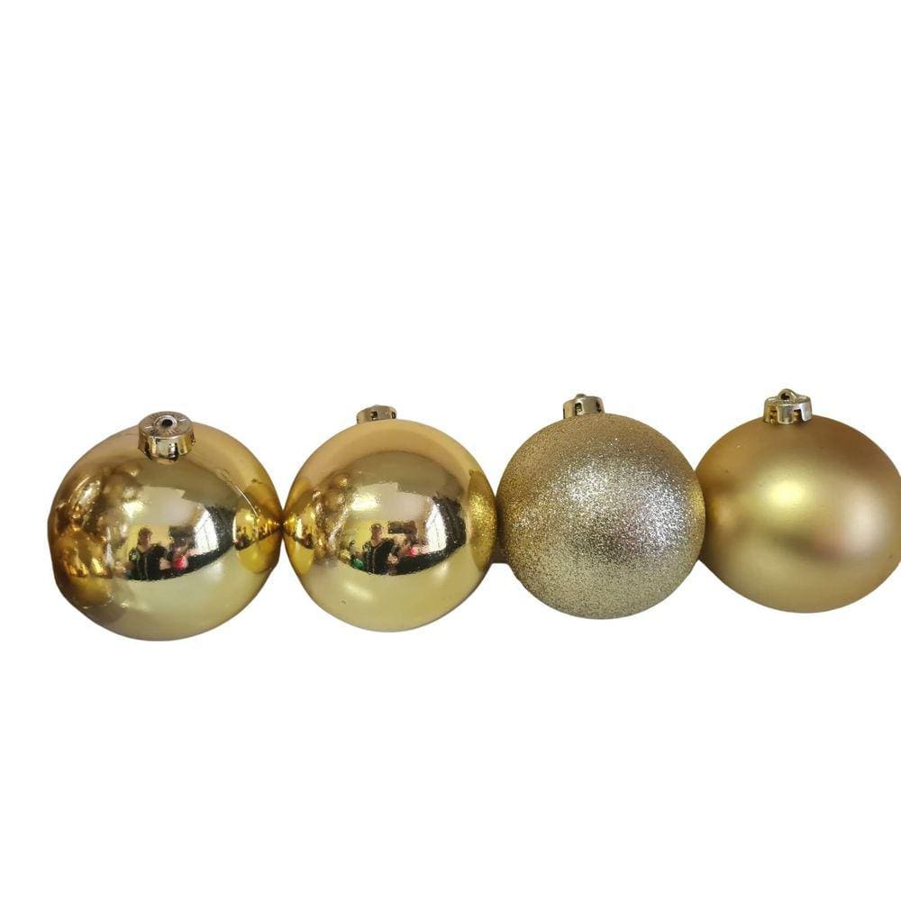 Kit Bolas De Natal Douradas Brilhosas Luxuosas 12Cm-4Un