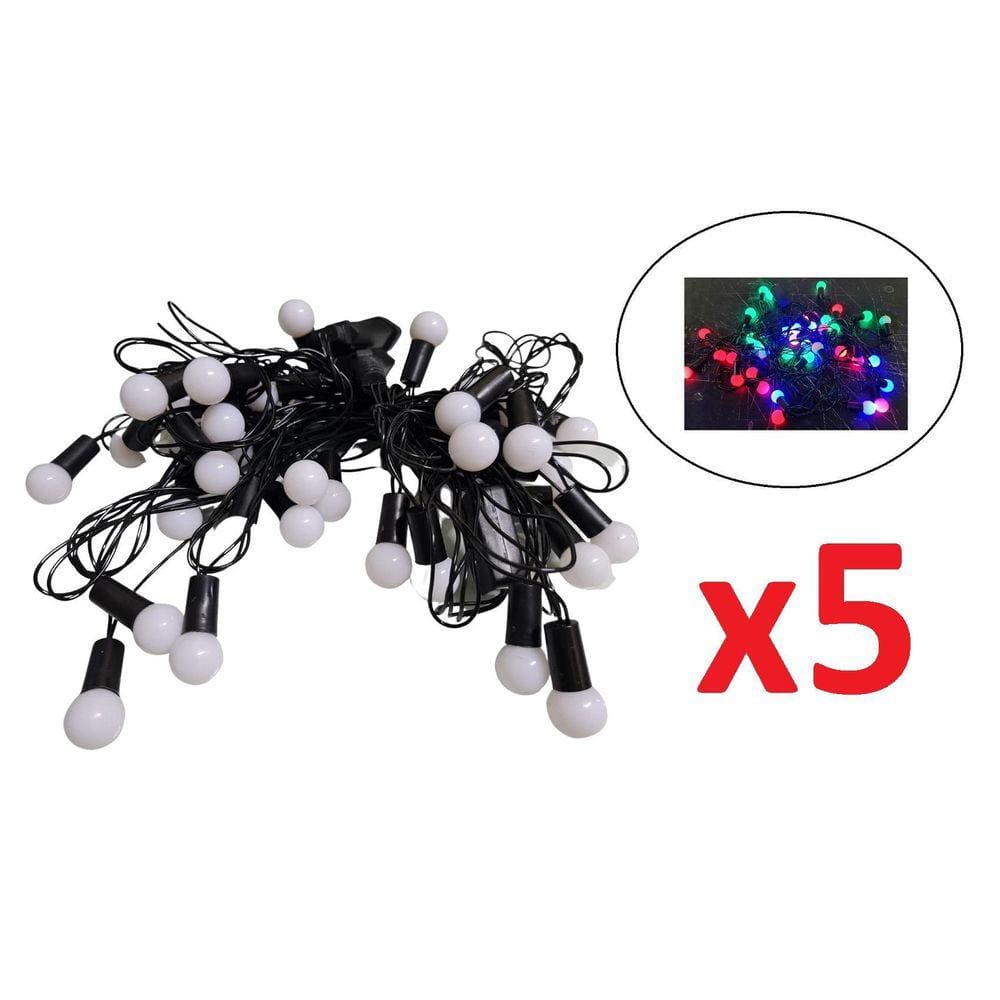 Kit 5 Cordão Pisca Pisca C/40 Bolinhas Led Colorido 127V 4 M