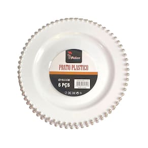 Pratos Descartáveis Luxo Borda Prata - 6 unidades