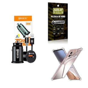 Kit Capinha Motorola E23 + Carregador Veicular + Película 3D