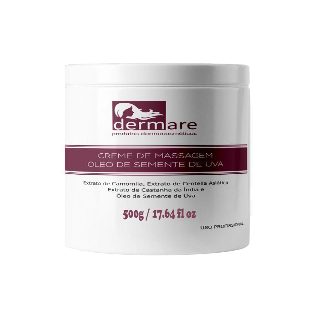 Creme de Massagem Óleo de Semente de Uva 500g - Dermare